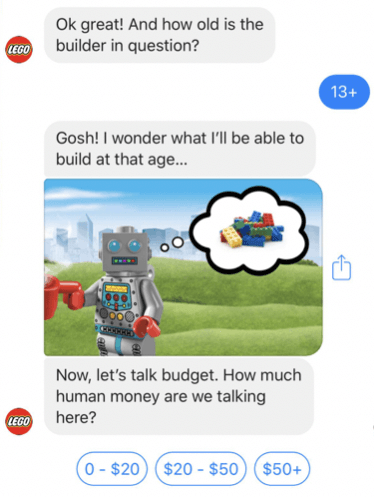 Chatbot copywriting in 3 easy steps Lego’s Ralph the Chatbot in action
