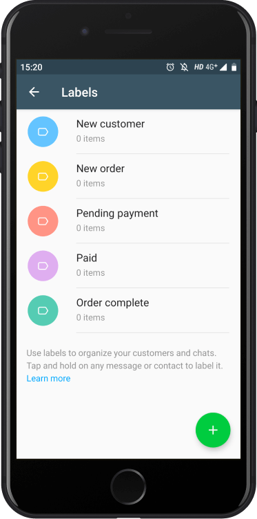 Using WhatsApp for Business WhatsApp Business default labels