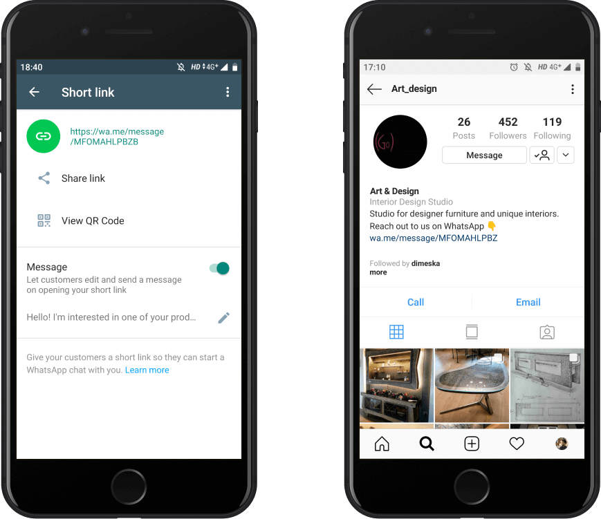 Using WhatsApp for Business WhatsApp Business Short Link feature