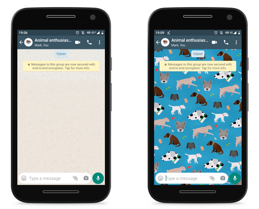 Standard and custom WhatsApp group wallpaper