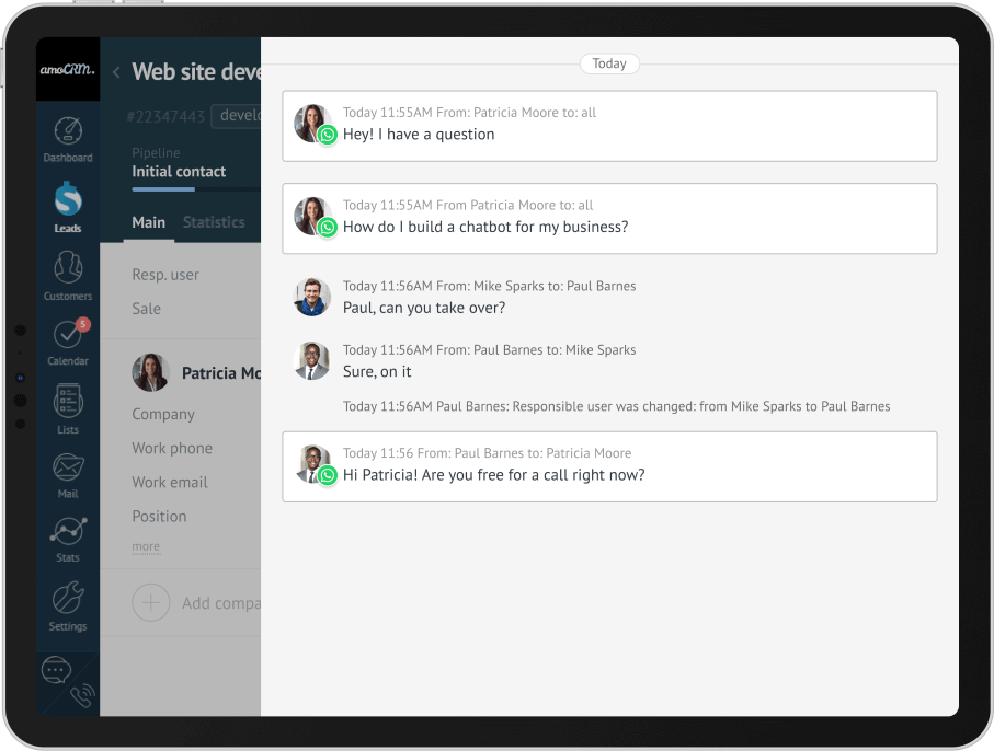 WhatsApp Business chat for team
